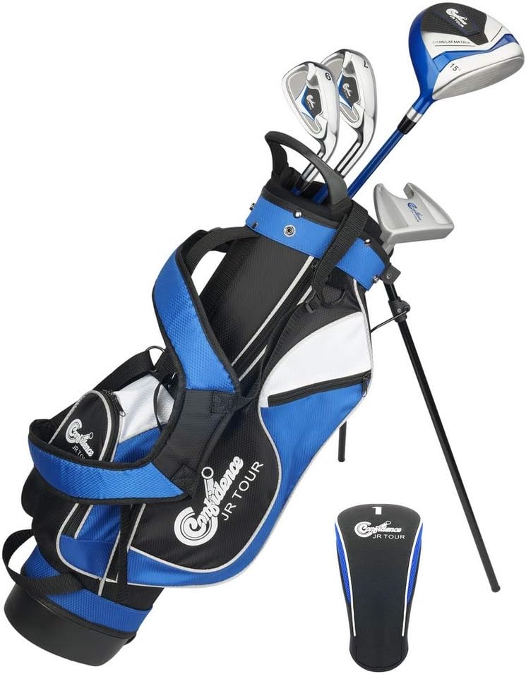 Confidence Golf Junior Set for Kids 8-12; Driver, Irons, Putter, Stand Bag