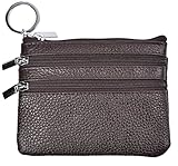Yeeasy Womens Mini Coin Purse Wallet Genuine Leather Zipper Pouch with Key Ring (Coffee)