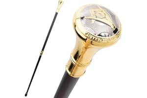 MEILUNMEIHUAN ART Golden White Freemasonry Freemasons VG Totem Relief Walking Cane Fashion Walking Stick Gentleman Crosier Knob Walking Stick 92cm