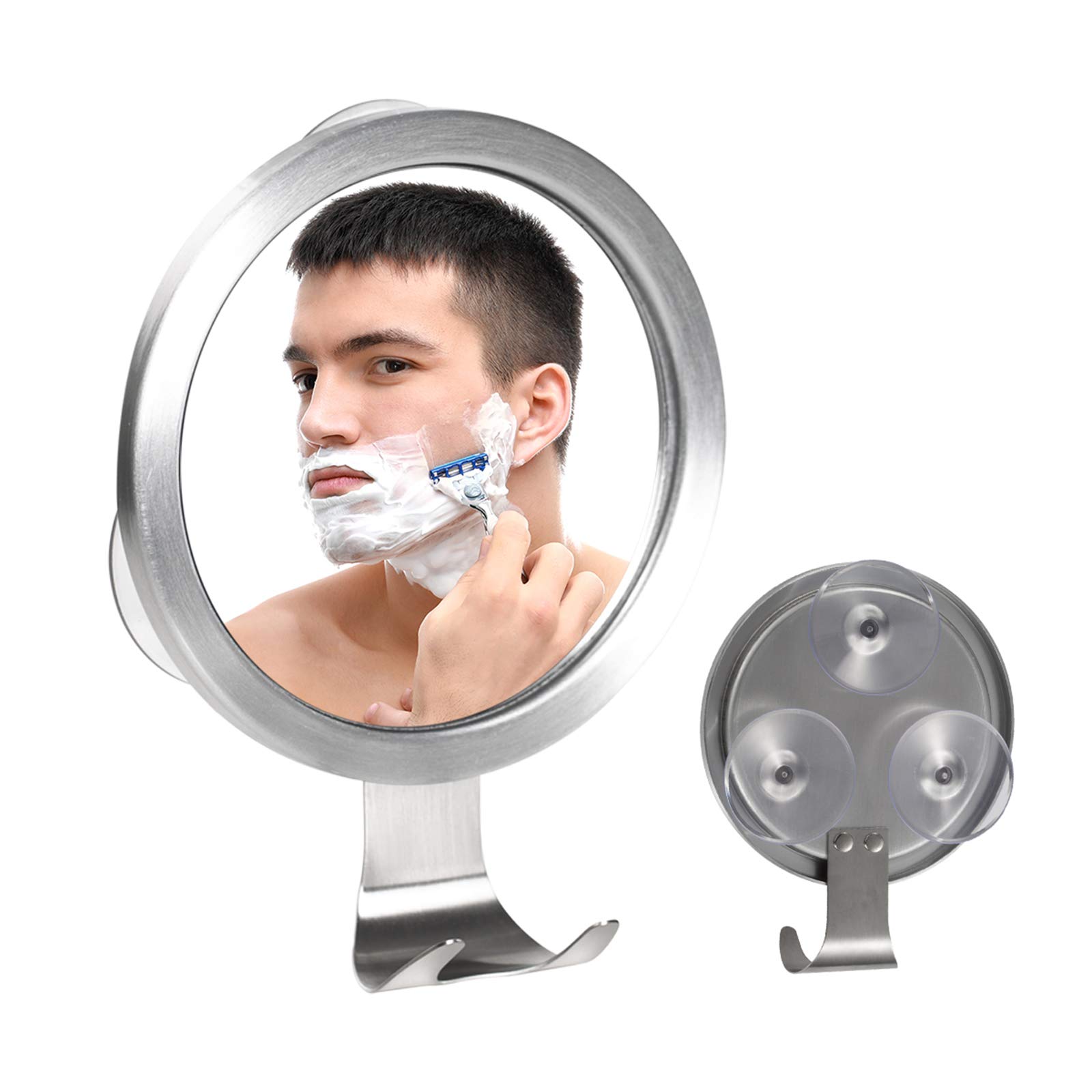 Ettori Fogless Shower Mirror,Fogless Shaving Mirror,Fog Free shaving mirror with 3 Strong Suction Cup and Razor Hook,Anti fog Shatterproof Small Mirror in Bathroom – 15 x 15cm