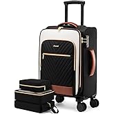 LOVEVOOK Carry On Luggage 22x14x9 Airline Approved,20 Inch Carry-on Suitcase for Women,Softside Suitcases with Wheels,Rolling Checked Luggage with TSA Lock,Lightweight Travel