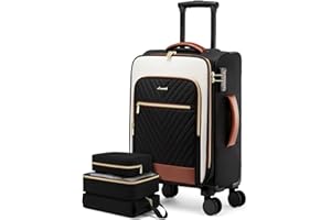 LOVEVOOK Carry On Luggage 22x14x9 Airline Approved,20 Inch Carry-on Suitcase for Women,Softside Suitcases with Wheels,Rolling Checked Luggage with TSA Lock,Lightweight Travel