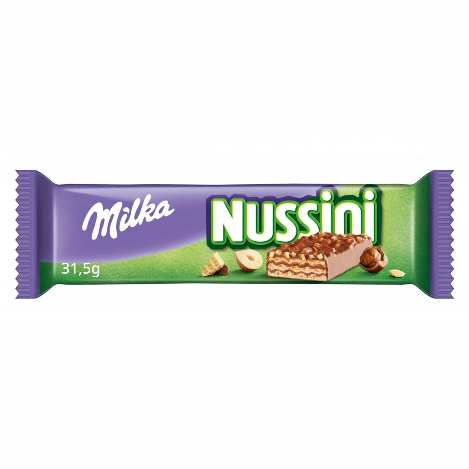 Milka Nussini Riegel – Knusprige Waffelschnitte mit Haselnusscrème und Alpenmilch-Schokolade – 35 x 31,5g 2