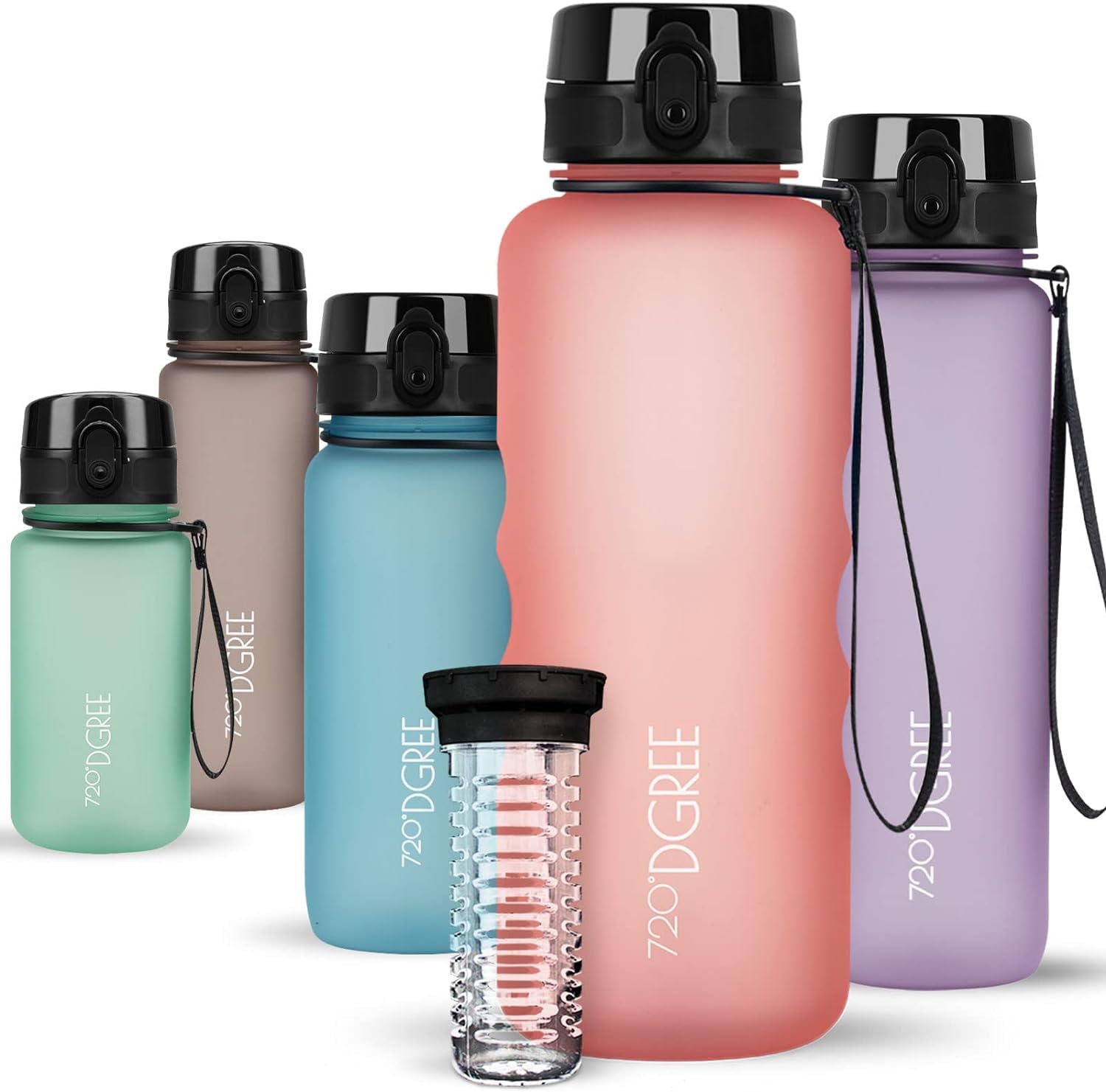 720°DGREE Water Bottle “uberBottle“ - 1.5 L softTouch +Fruit-Infuser - BPA-Free Tritan, Leakproof, Reusable Drinking Bottle - Sports Bottle for Gym, Running, Fitness, Hiking, Travel, School, Office