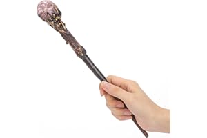 RENEMEGO Pink Crystal Magic Witch Wand - Handmade 15 Inch for Wizards, Magical Gift for Adults Halloween Renaissance Party Witchcraft Props Cosplay Accessories