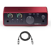 Focusrite Scarlett Solo 4th Gen USB Audio Interface Bundle with XLR Cable | Record vocals, guitars, podcasts and streams &mdash; 24-bit/192kHz, Air mode with Presence, Auto Gain, Clip Safe, plug-and-play