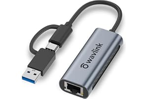 Wavlink USB C to Ethernet Adapter 2.5 Gbps, 2-in-1 USB to 2.5G Ethernet Adapter, USB-C to RJ45 Network Converter (Thunderbolt 4/3 Compatible), Aluminum Case for Windows, Mac OS, iPad OS and More.