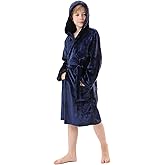 V.&GRIN Boys Fleece Robe, Hooded Plush Soft Fuzzy Bathrobe for Kids 3-14 Years