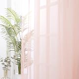 Deconovo Net Curtains Eyelet Voile Panels 55 x 102 Pink 1 Pair view 5