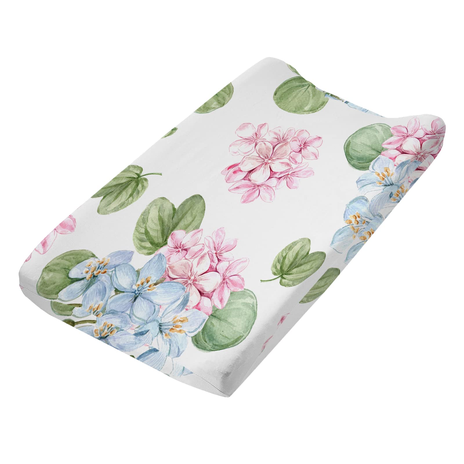 Changing Pad Cover, Senoke Diaper Changing Pad Sheet Cover Ultra-Soft Cotton Blend, Stylish Flowers Animal Changing Pad Covers for for Baby Boys Girls（Floral#01)