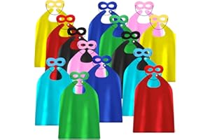 ADJOY Kids Superhero Capes and Masks for Birthday Party - Child Party Capes Bulk Pack of 28 Pcs (14 Sets)