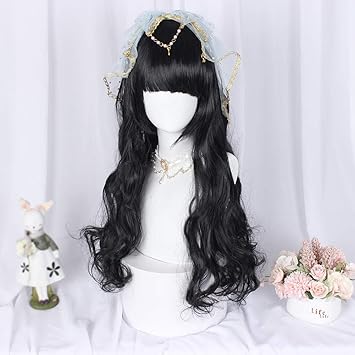 Amazon Com Black Long Wavy Wig Anime Cosplay Halloween Daily Party Women Hair With Bangs Fringe Hairstyles Beauty