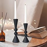 SDALI HOME Candle Holder Black Candlestick Holders,Taper Candle Holders Set of 2- Candle Sticks Holder Decor for Home,Small Modern Wood Candle Stick Candle Holder for Candlesticks(7.5"/6" H)