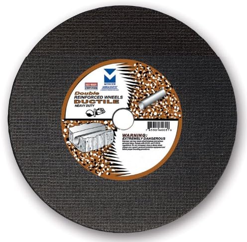 Mercer Abrasives 606040 High Speed Cut Off Wheels For Portable Gas Saws, Double Reinforced 14-Inch by 1/8-Inch x 20mm, 10-Pack