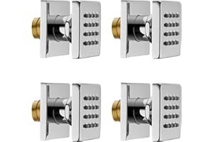 Oupukle Shower Body Sprayer Jets 4PCS Square Shower Body Jet Brass Head Spray Spa Massage Body Shower Side Wall Spray Jets NP