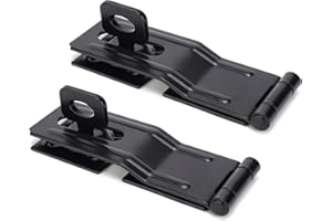 SANKINS 4-1/2" Swivel Staple Safety Hasps, Gate Door Hasp Latches Safety Packlock Clasp Locking with Twist Knob for Fence, Gate, Cabinet, Black, 2 Pack