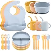 CHCC Silicone Baby Feeding Set 21 Pcs, Baby Led Weaning Supplies, Baby Feeding Supplies Set BPA Free, Essentials for Newborn Gift Mixed