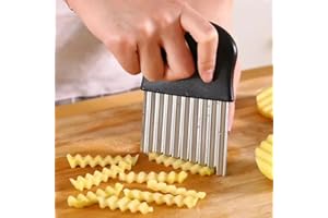 Crinkle Cutter,Upgraded Stainless Steel Crinkle Knife, Safety Kitchen French Fry Chip Cutter (Potato tools-1pc)
