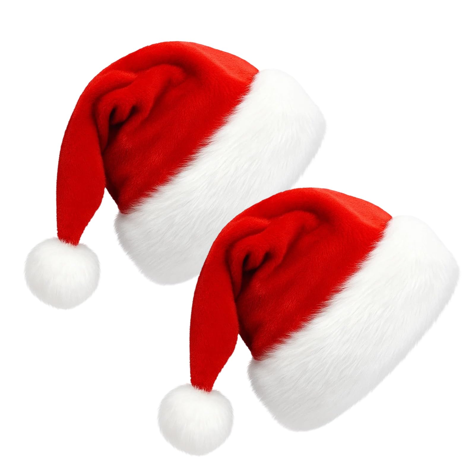 SrgPui Christmas Hats, Santa Hat, Santa Hats for Adults, 2 Pack Red Non-Woven Santa Claus Costume Accessories for Christmas Party, Holiday Celebration, Family Gathering, Cosplay Events