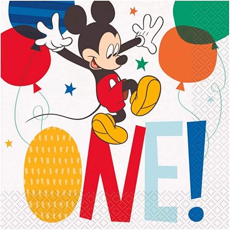 Amazon Co Jp ディズニー ベビー ミッキー 1歳の誕生日パーティー ランチナプキン 16枚入り おもちゃ