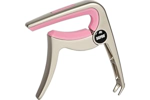 SGPRO Guitar Capo 3-in-1: Acoustic & Electric Capo, Guitar Pin Puller, Pick Holder - Hidden Spring Design, Trapezoid Silicone Rubber Pad, Superior Zinc Alloy (Pink)