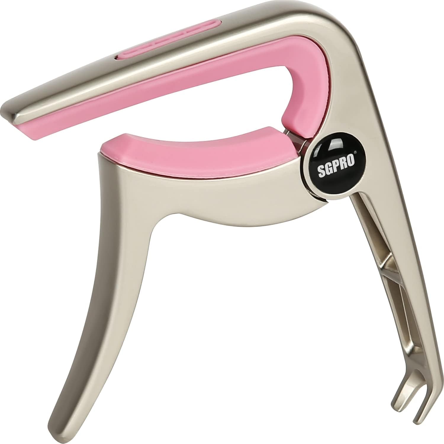 SGPRO Guitar Capo for Acoustic, Electric and Ukulele - Durable Zinc Alloy and Silicone - Guitar Clamp, Pick Holder & Pin Puller in One (Pink)