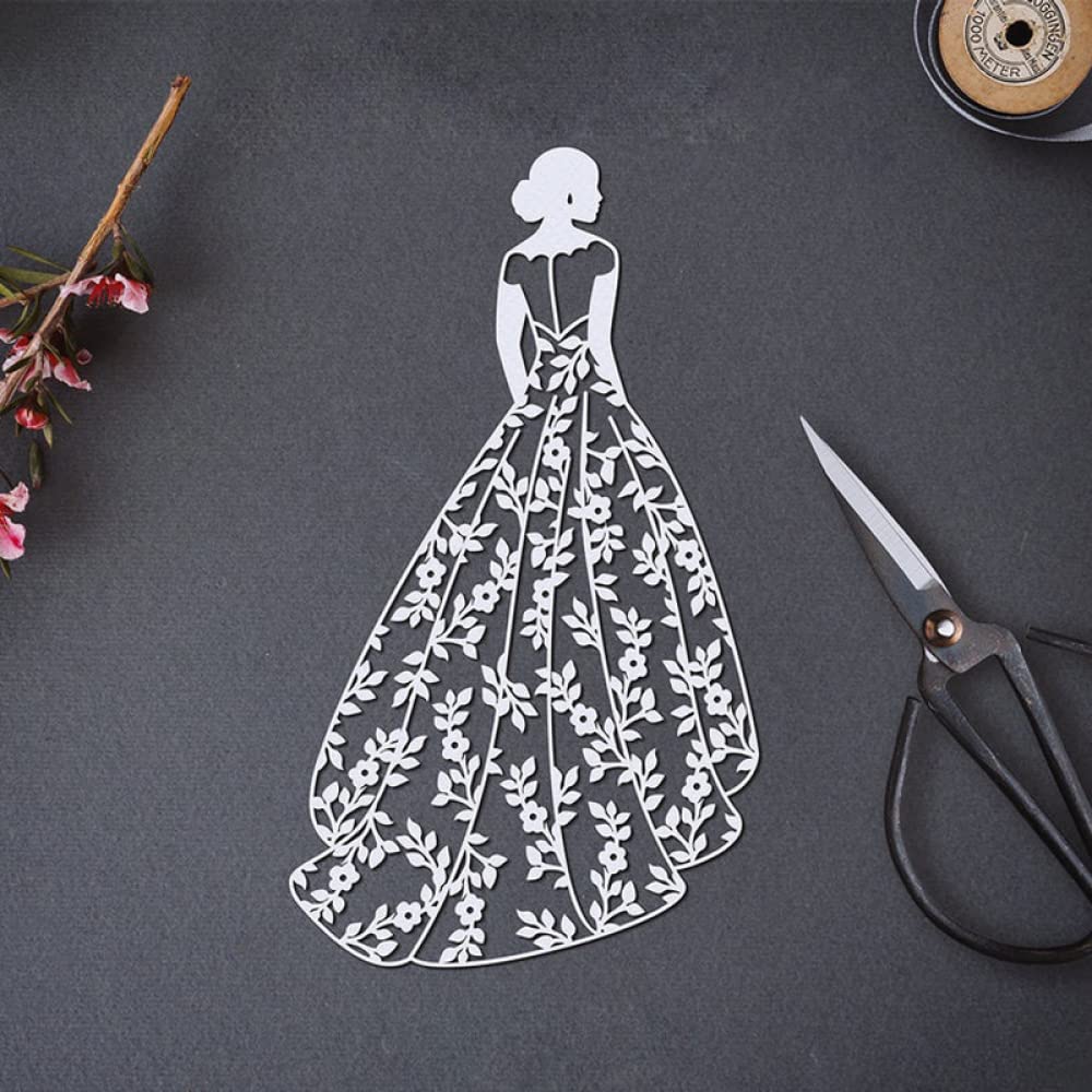 Beautiful Wearing Wedding Dresses Dies for Card Making Wedding Metal Cutting Dies for Card DIY Scrapbooking Paper Crafting Embossing Stencil Die Cuts Punch Template Moulds Arts Crafts Supplies