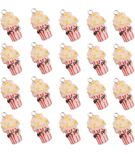 10pcs Popcorn Charm Pendants For Jewelry Making - DIY Resin Charms For Necklaces & Crafts