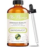 Ola Prima Bergamot Essential Oil - Therapeutic Grade for Aromatherapy, Diffuser, Skin, Hair, Massage, Stress, Dropper - 4 fl