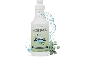 STEAM AND GO Steam & Go - Demineralized Water for Steam Cleaner, PVC-Free Floor Cleaner Liquid Compatible With Any Steam Mop, Ready-to-Use Multisurface Cleaner, Scented Mop Solution, Eucalyptus Mint, 32 oz