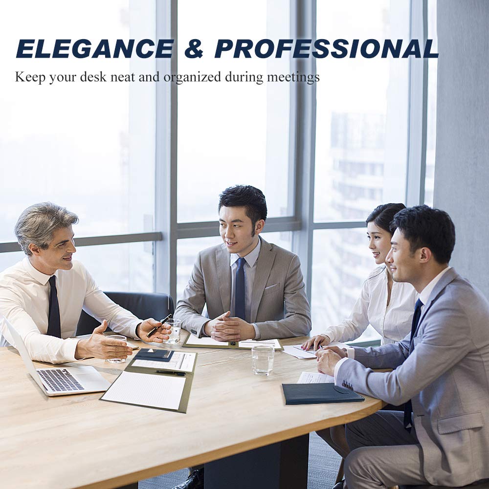 Leather Portfolio Folder Padfolio for Business School Office Conference Presentation Interview, Leather Resume Padfolio Folder for Men Women A4 Or Letter Size Writing Pad Notepad Organizer