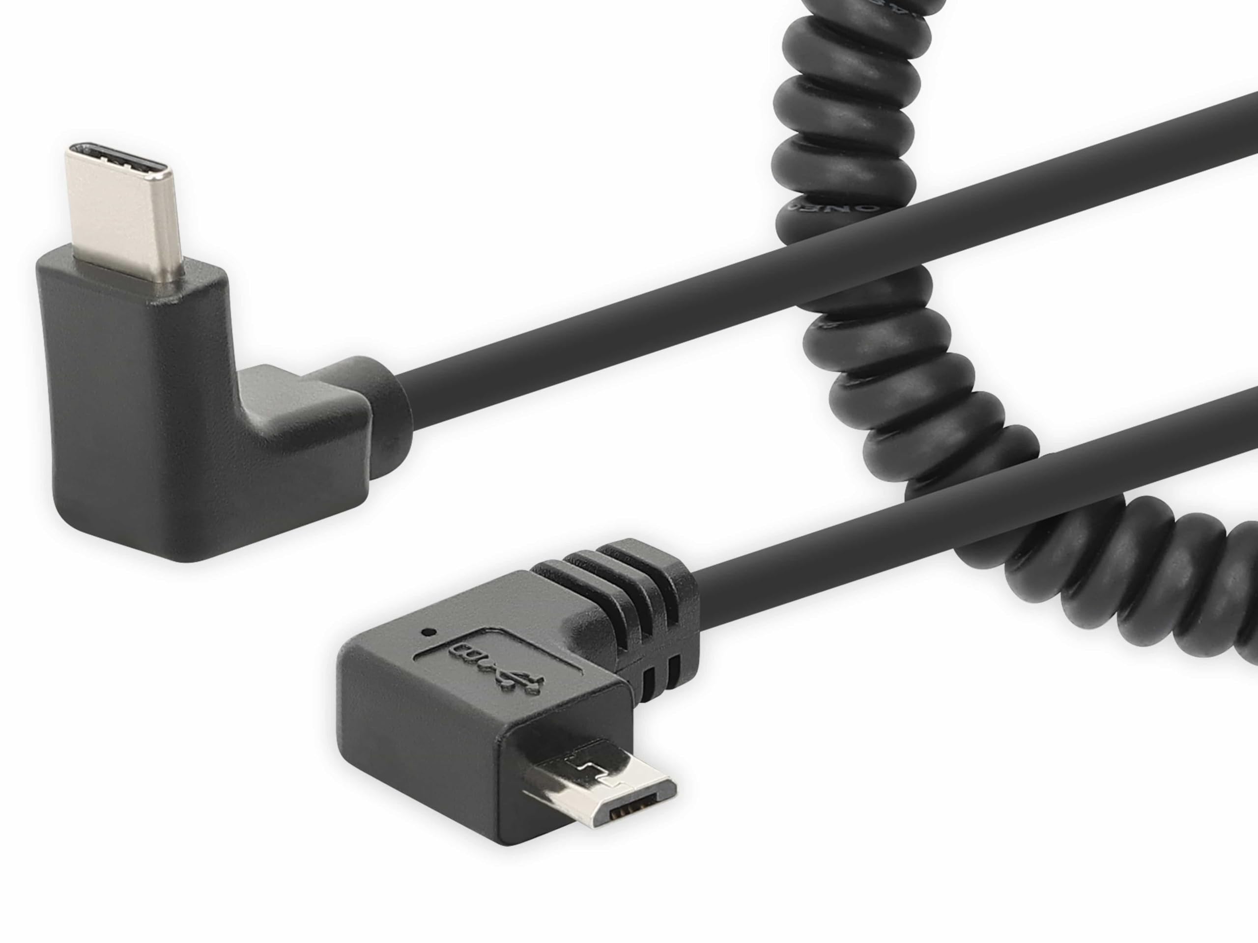 Manhattan Spiral Cable USB-C to Micro USB Charging Cable 1 m Black