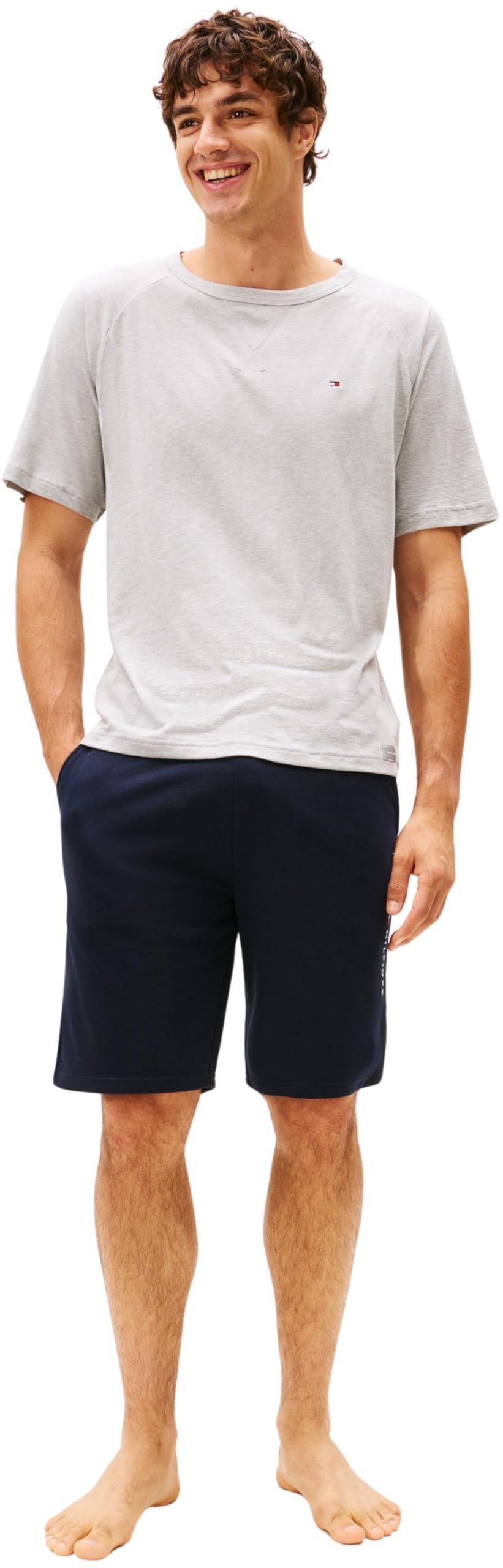 Tommy Hilfiger Herren T-Shirt Kurzarm Tee aus Baumwolle, Grau (Light Grey Heather), L 2