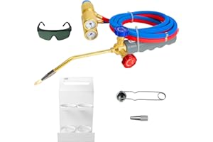 Kodilin Brazing Torch Kit for MAPP Gas & Propane, Brass & Stainless Steel Cutting Torch Kit with Dual Pressure Meters & Metal Case, Welding Torch Set for Soldering, Jewelry, HVAC, Glass Blowing