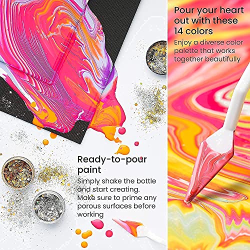 Arteza Acrylic Pouring and Craft Acrylic Paint Set Bundle, Painting Art