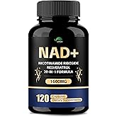 VPKIN NAD Supplement,1500mg NAD+ Supplement with Resveratrol,Nicotinamide,Quercetin,CoQ10,Support Energy & Repair, Vitality,Non-GMO, No Fillers(120 Capsules)