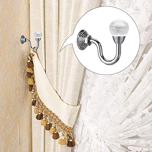 image for Hysagtek 4 Pcs Acrylic Curtain Holdbacks Curtain Holder Wall Mounted T