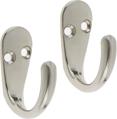 Select Hardware HK0209B 2X Single Robe Hooks Satin Nickel Pack of 2