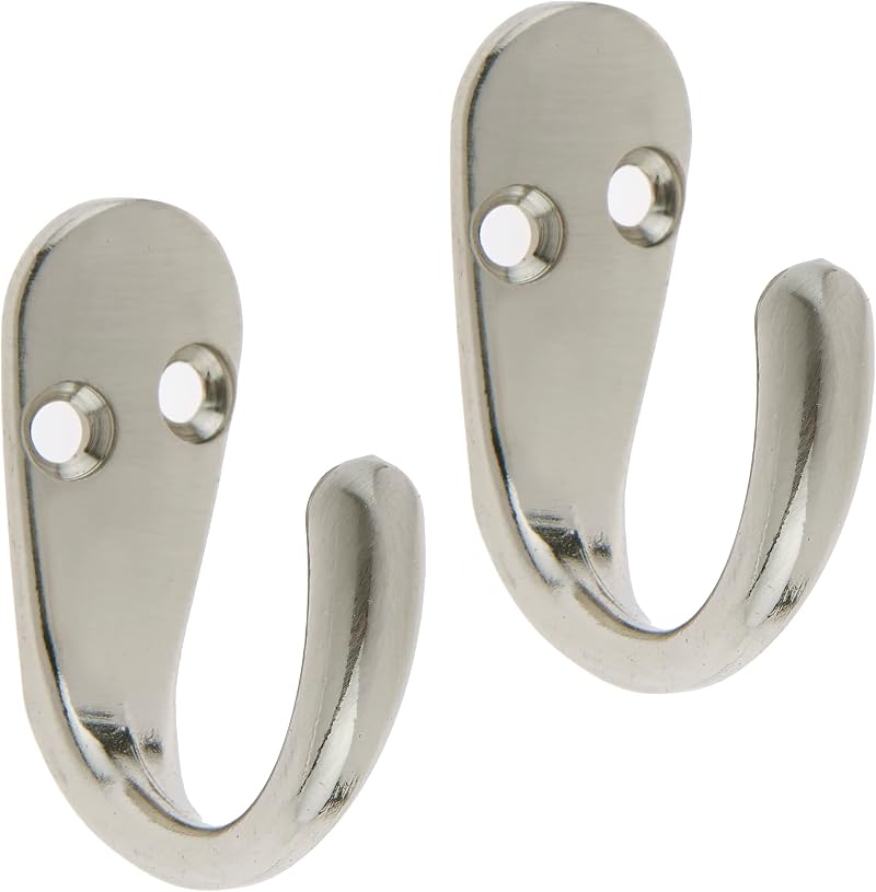 Select Hardware HK0209B 2X Single Robe Hooks Satin Nickel Pack of 2