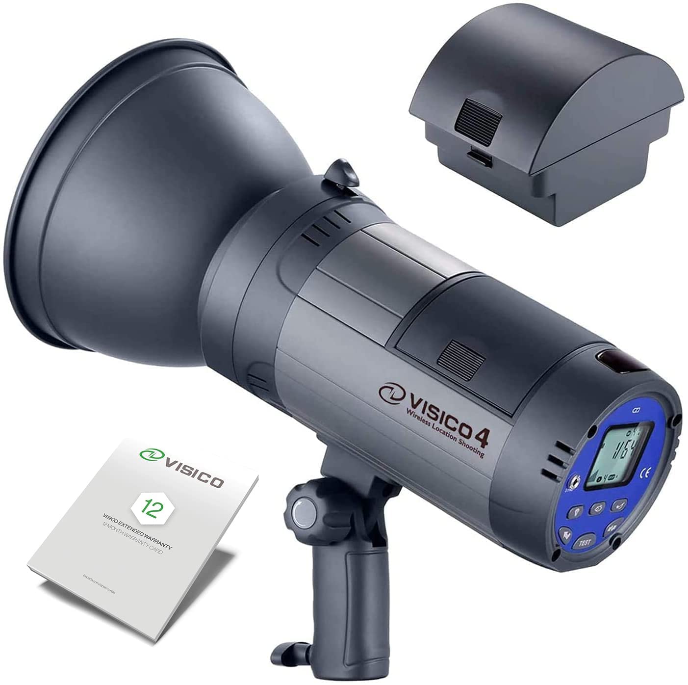 VISICO VISION 4 300Ws Li-ion Battery Powered (700 Full Power Flashes) Outdoor Studio Flash Strobe with 2.4Ghz Receiver for Location Shooting Bowens S-fit Mount for Product, Portrait Photography