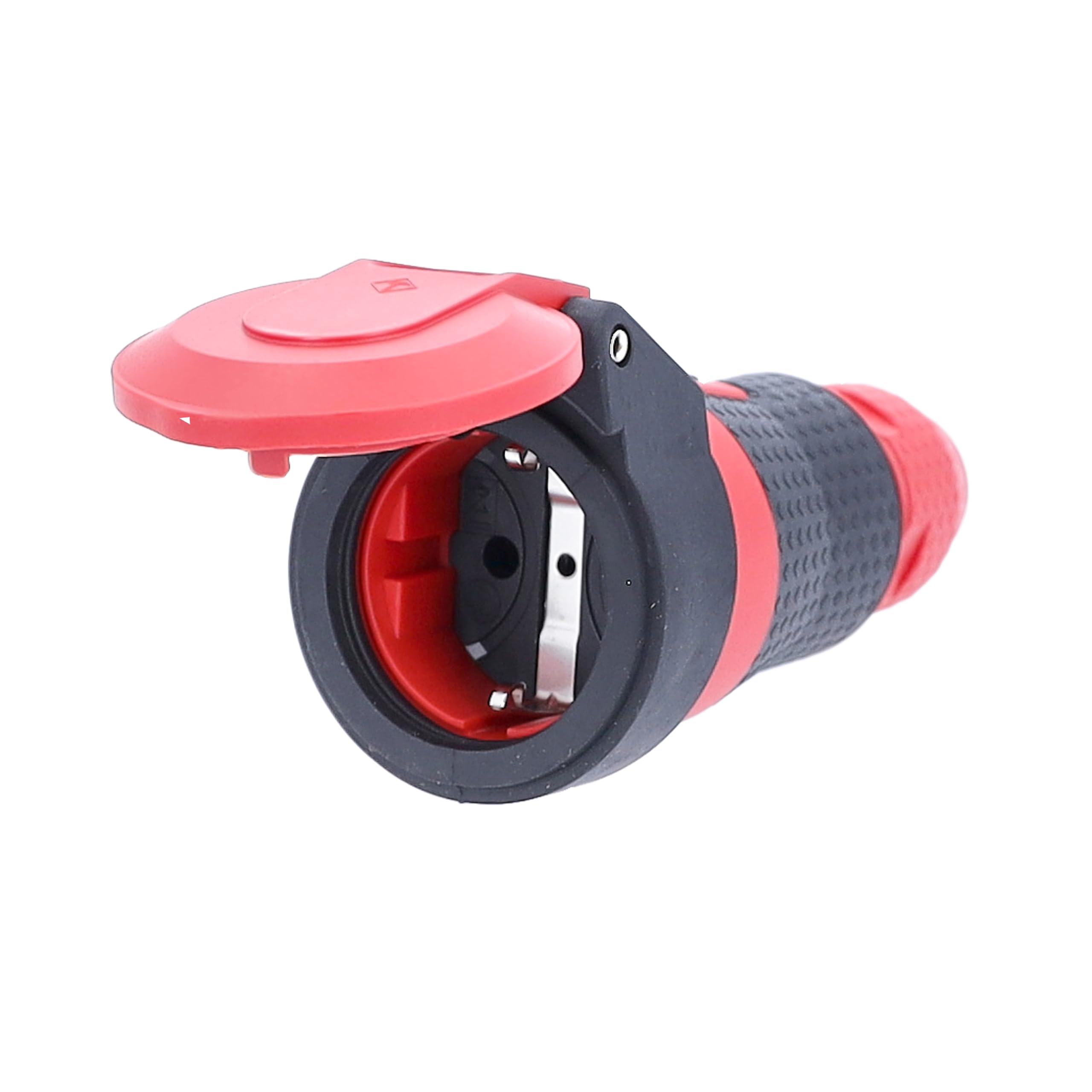 as - Schwabe SchukoUltra II 62243 Coupling with Voltage Display, Extremely Stable, for Commercial/Construction Sites/Outdoor Use for Connecting Cables up to 3x 2.5 mm², Red