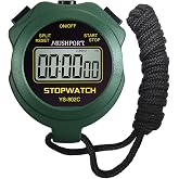 MUSHPORT Stopwatch Timer, Digital Stop-Watch for Sports, Green | Only Stopwatch Function, ON/OFF Silent Large Display Simple Operation, Ideal for Kids Coaches PE-teacher
