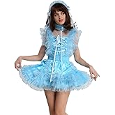 GOceBaby Women Lockable Maid Satin Organza Light Blue Puffy Dress