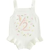 Bonangber Baby Girl Half 1st Birthday Outfit Sleeveless Knit Sweater Onesie Embroidery Romper Infant Cake Smash Outfit