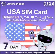 USA Canada Mexico Travel SIM Card - 9 Day Unlimited Data Calls Text Plan