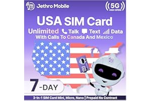 Jethro Mobile USA SIM Card (Uses T-Mobile Network), Unlimited Data, Talk, Text, 5G/4G LTE High-Speed, Easy to Use, Prepaid US