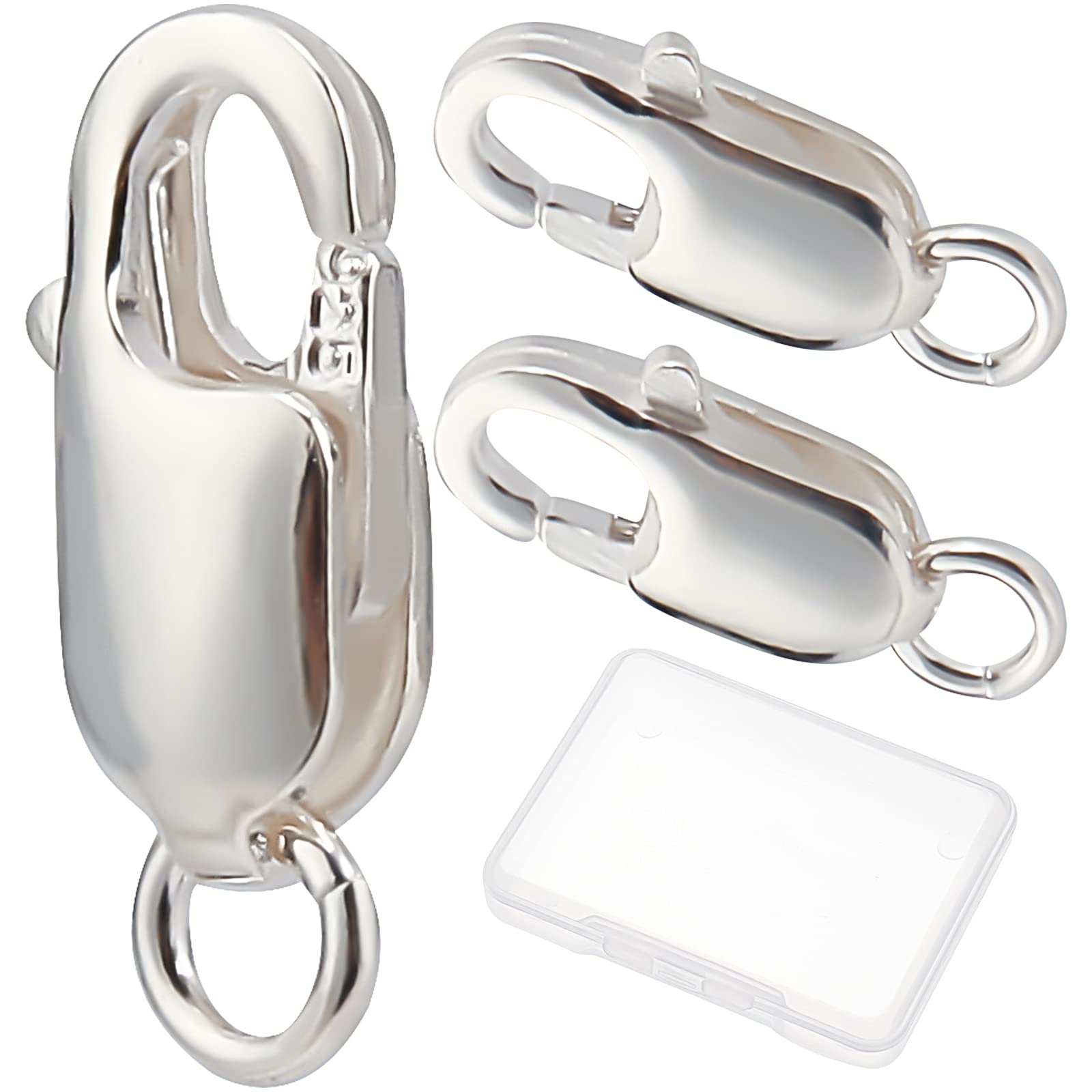 Beebeecraft 10Pcs 925 Sterling Silver Clasps 10x4mm Jewellery Lobster Claw Clasps Connector for DIY Bracelet Necklace Jewelry Making