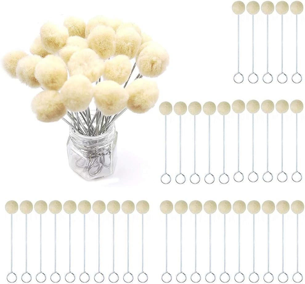 Squadare Wool Daubers Ball Brushes Leather Dye Tool Leathercraft Accessories Dyeing Tools with Metal Handle for DIY Crafts Projects, 100 PCS