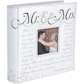 Malden International Designs 4x6 Horizontal 2 Up Mr & Mrs Corinthians Verse Wedding Photo Album Book Bound Memo Writing Areas Hard Cover 3x3 Front Cover Photo Opening