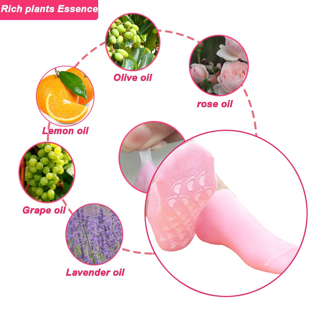 Moisturizing Socks 3 Pair Ultra-Soft SPA Socks Gel Lined Feet Care Treatment for Repairing Softening Feet Dry Cracked (Gel Socks) : Beauty